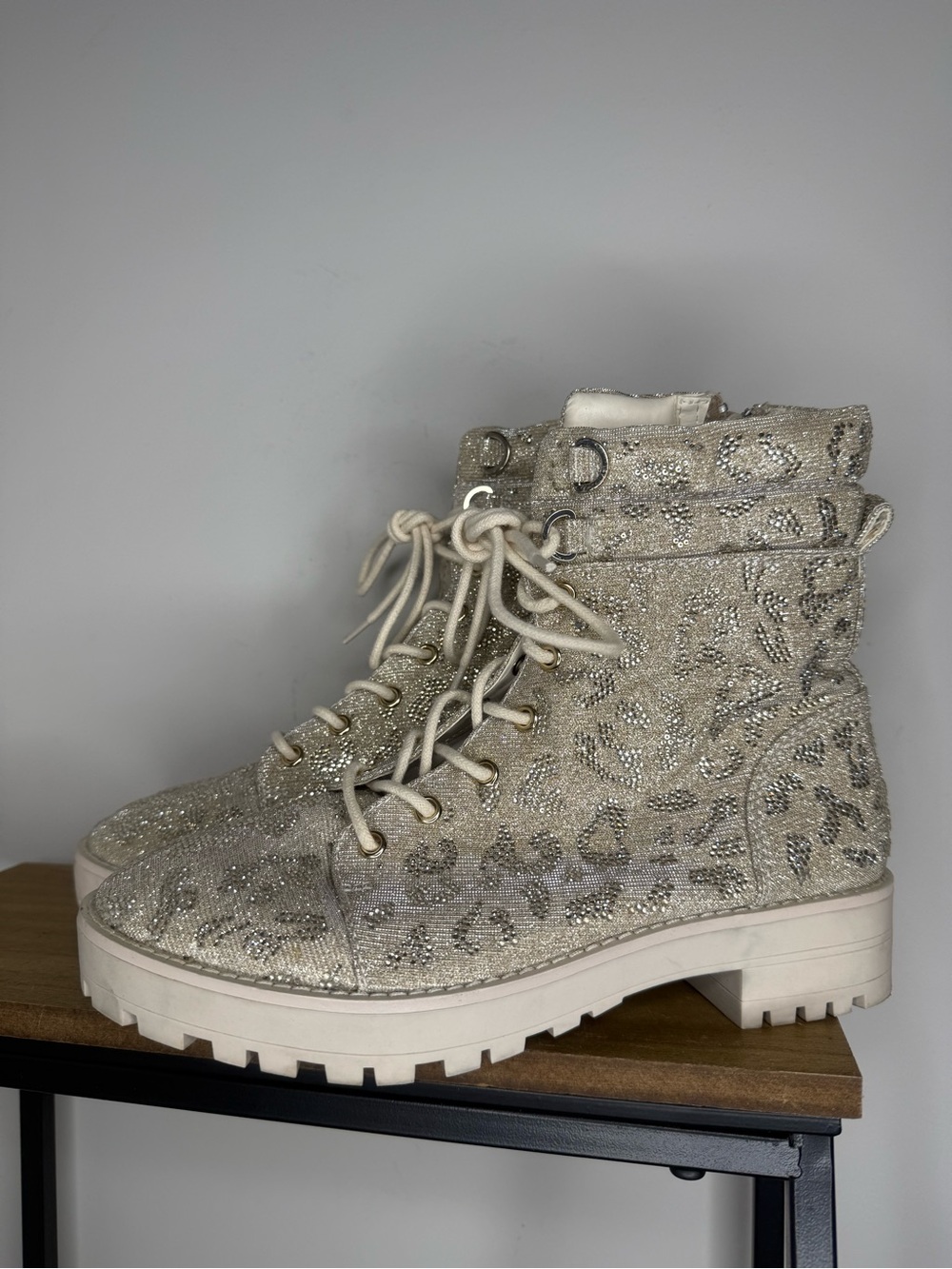 Gianni Bini Balynne Glitzy Leopard Print Sparkle Boots - Picture 4 of 9